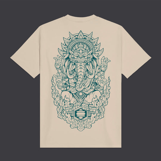 Ganesha Outline Tee Beige