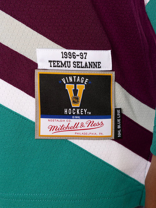Maglia Blue Line Teemu Selanne Anaheim Ducks scura 1996