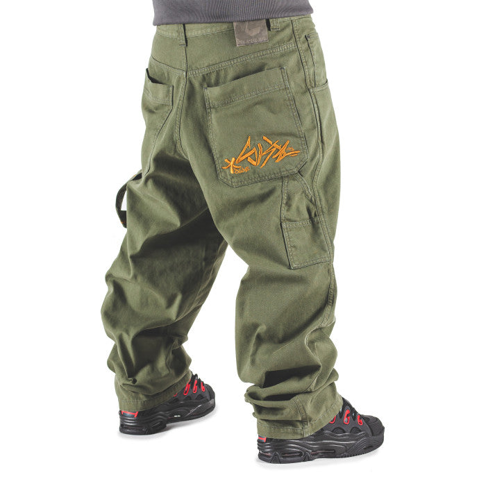 Jeans The Blueskin verde ricamo ocra