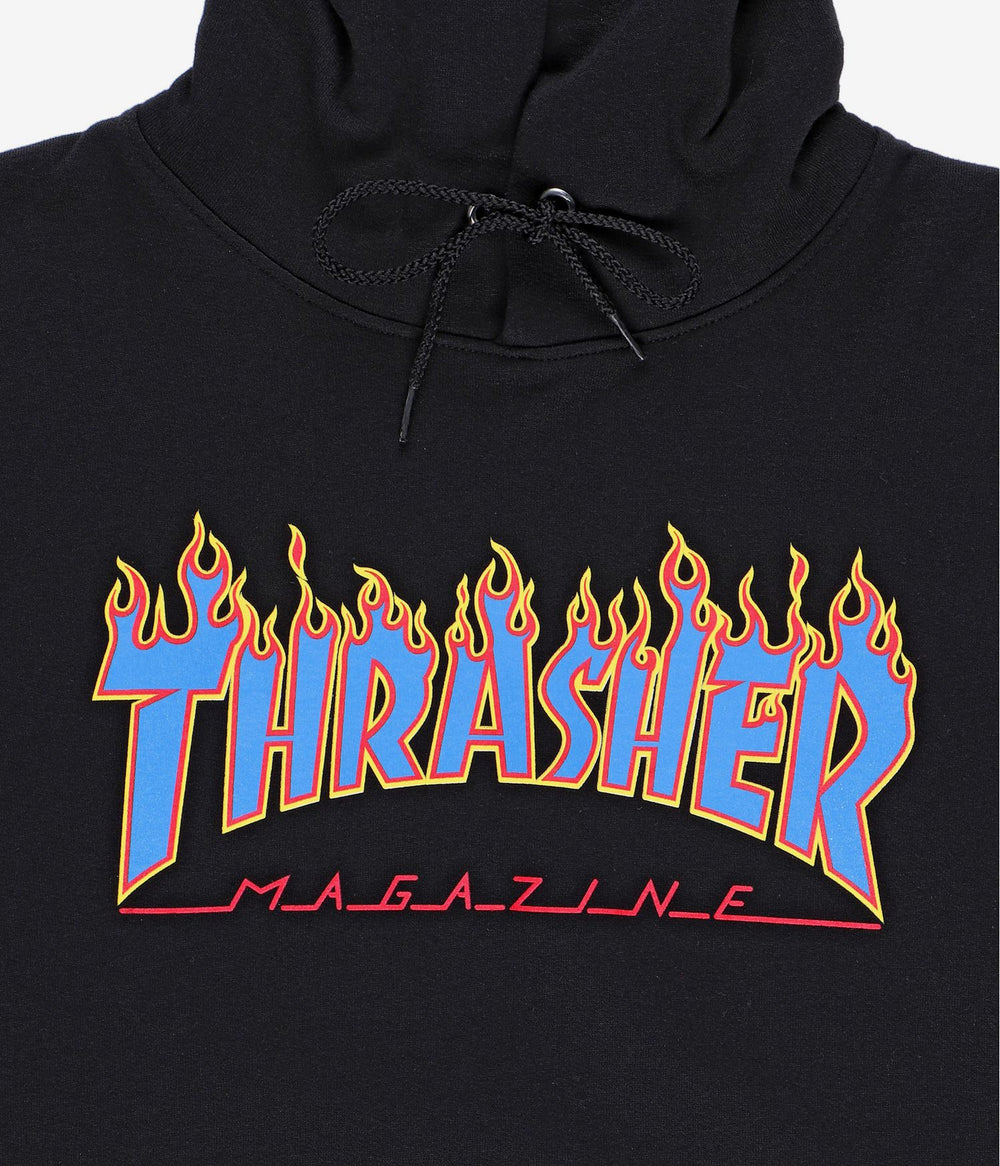 THRASHER FLAME FELPA HOODIE (BLACK BLUE)