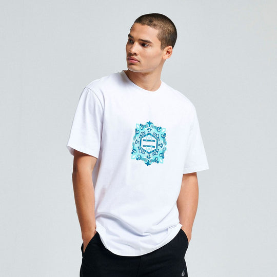 Logo Majolica Tee White Blue