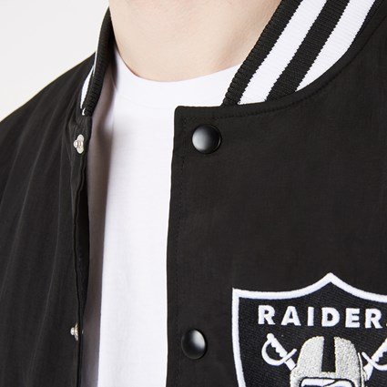 LAS VEGAS RAIDERS NFL TEAM LOGO BOMBER NERO