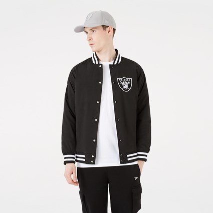 LAS VEGAS RAIDERS NFL TEAM LOGO BOMBER NERO