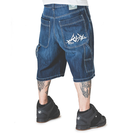 THE BLUESKIN USED SCURO SHORT LOGO BIANCO