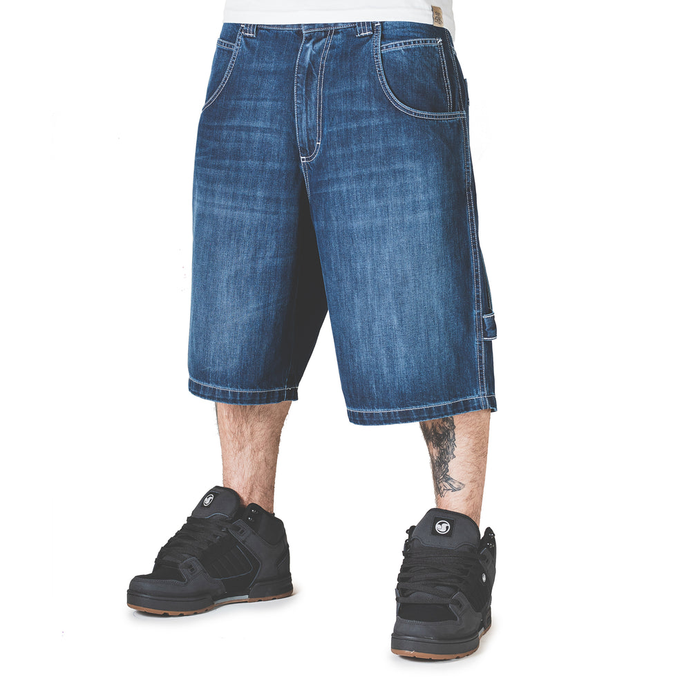 THE BLUESKIN USED SCURO SHORT LOGO BIANCO