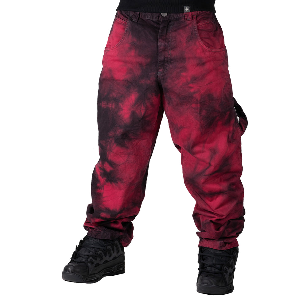 PANTALONI BAGGY UOMO THE BLUESKIN WARRIOR TIE-DYE RED BLACK 12 OZ