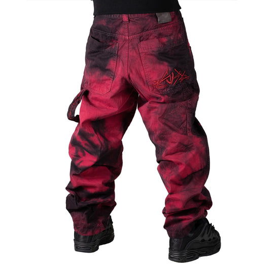 PANTALONI BAGGY UOMO THE BLUESKIN WARRIOR TIE-DYE RED BLACK 12 OZ