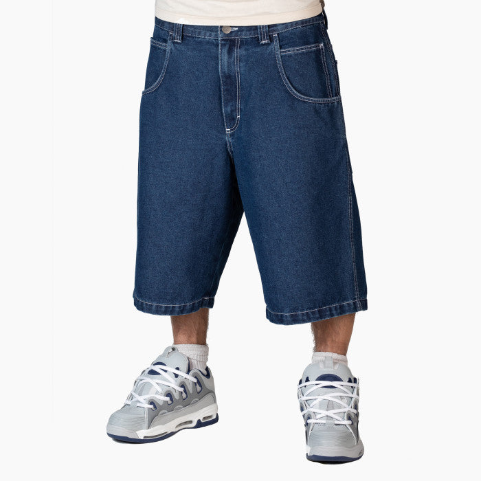 BERMUDA BAGGY UOMO BLUESKIN WAREKO DENIM STONE WASH SCURO HIP HOP