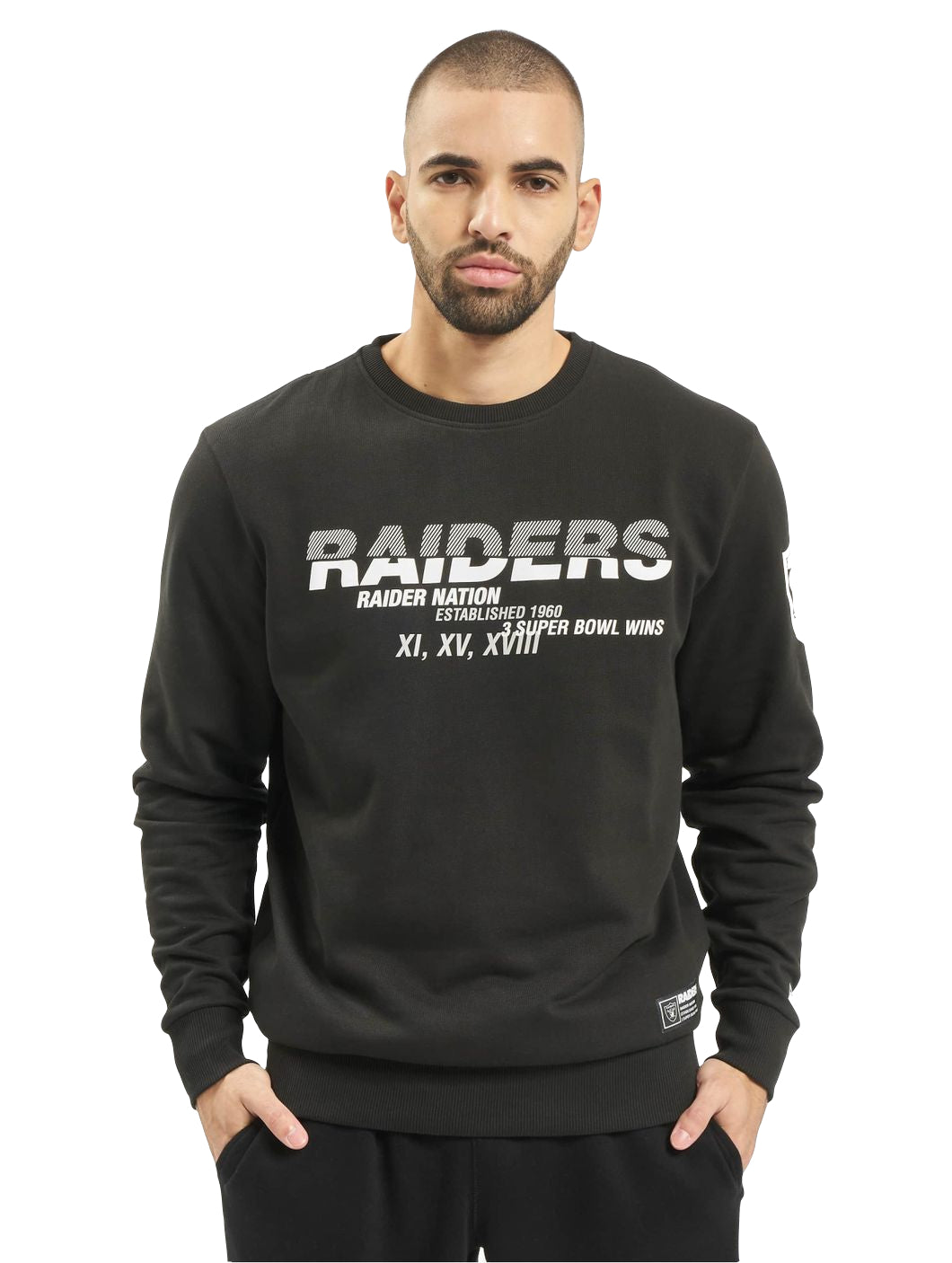 Men's NFL Oakland Raiders Wordmark Slogan Crew Jersey in Black