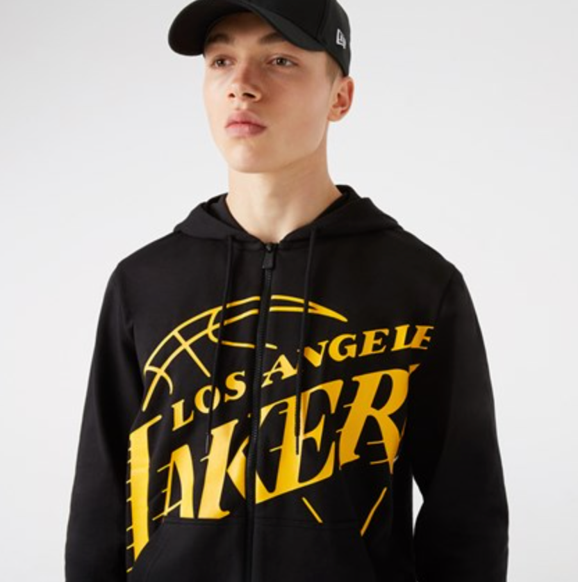 THE LAKERS LOGO BLACK ZIP UP HOODIE
