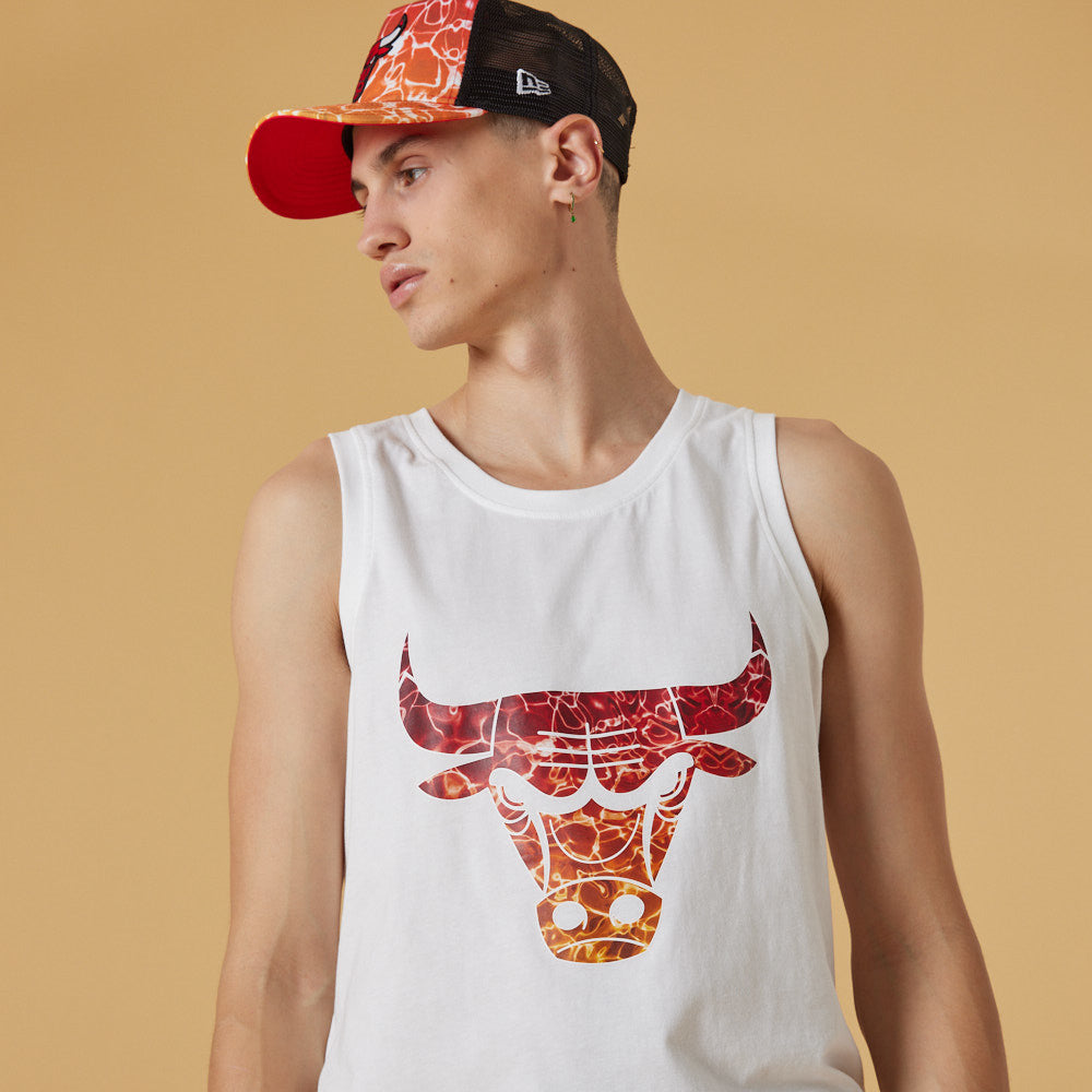 Chicago Bulls NBA Team Color Tank Top Water Effect Print White