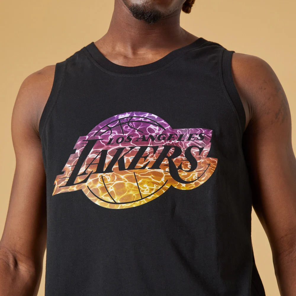 LA Lakers NBA Team Tank Top Water Effect Print Black